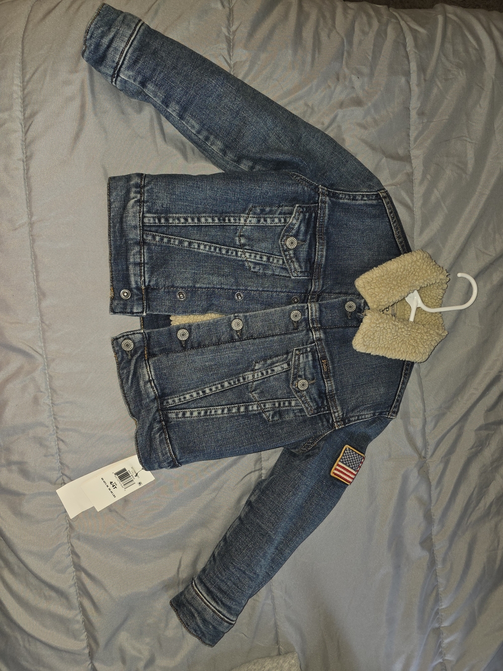 Polo by Ralph Lauren Blue Denim Jacket with Cream Sherpa Collar